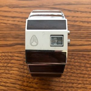 Nixon Rotolog Watch in Dark Wood/ Stainless Steel